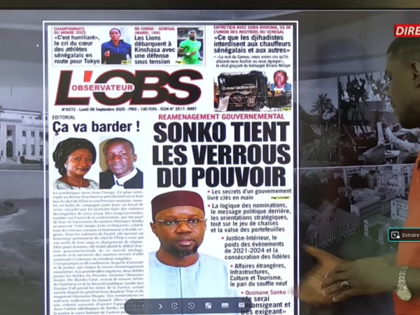 REVUE DE PRESSE TFM DE CE 08 Septembre 2025